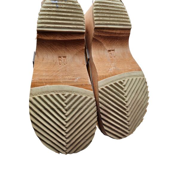 Haga Toffeln Clogs Shoes Girls Sz 29 (US 11) Yellow Leather Swedish Clogs Wooden - Picture 7 of 7